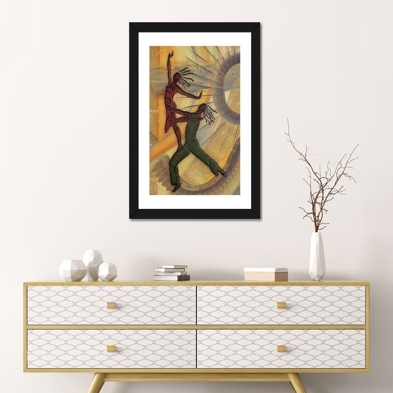 Danseurs par Fred Odle-impression, Blanc, H 24 po x l 16 po x P 1 po, Papier encadré noir