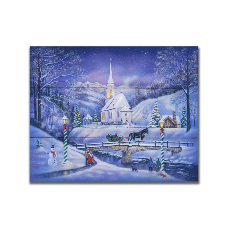 «Mountain Valley Christmas» par Robert Andrea, Bois, Pas de tapis, H 8 po x l 10 po x P 1 po