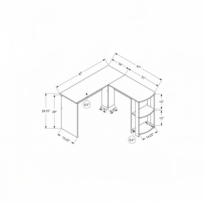 Home Office L Shape Computer Desk, Gray