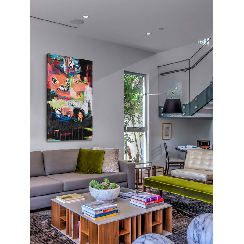 Vibrant Abstract Orange and Multicolor Canvas Wall Art