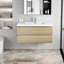 Meuble-lavabo 42 po avec lavabo en résine, bois de chêne naturel et tiroir à fermeture en douceur