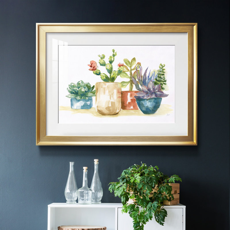 Summer Succulents I - peinture encadrée, H 18,5 po x l 24,5 po x P 1,5 po, Papier avec cadre doré