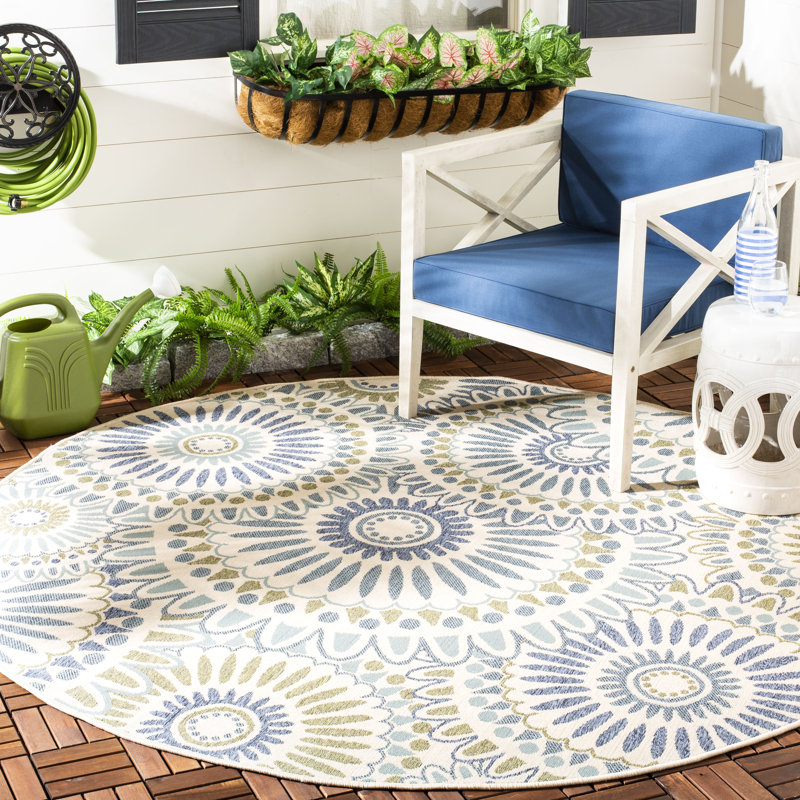 Attah Performance Floral Indoor/Outdoor Area Rug, Round 5'3"