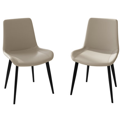 Modern Cream Leather Dining Chairs 2Pcs With Metal Frame And Soft Seat, 32.47 In Tall, 20.15 Deep Luxury Robust Structure Upholstered Faux Leather, High, Depth