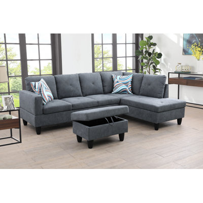 980-SCO-MICROFIBER Upholstered L-Shaped Sectional
