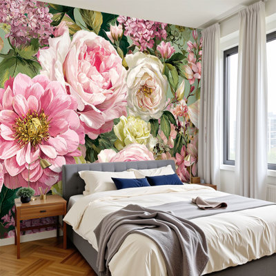 Papier peint adhésif bohème rose pastel Boho