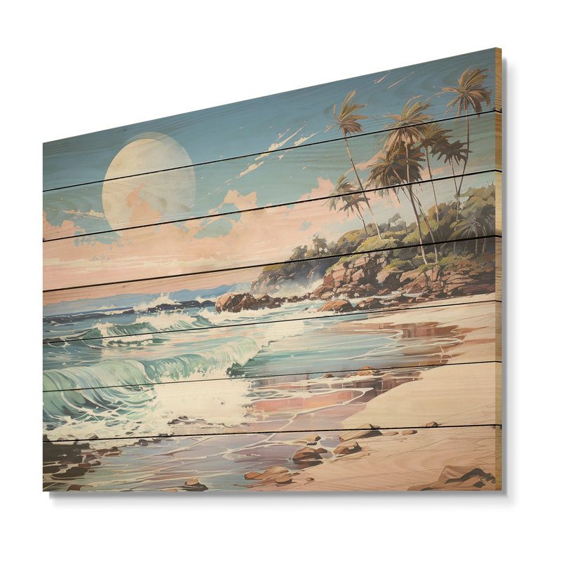 Green Tropical Beach Escape II - Tropical côtier sur bois, H 30 po x l 40 po x P 0,78 po