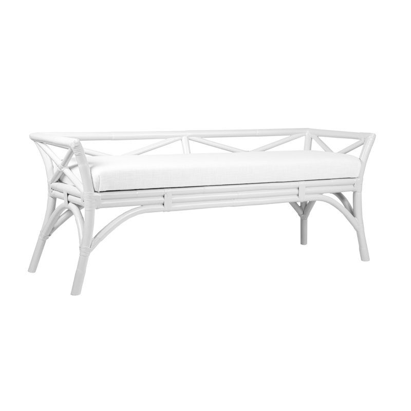 Wicker Bench, White