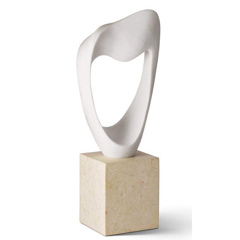 White Marble Shell-Inspired Decorative Objet, 16" Tall