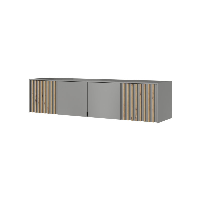 Hamidah 3 Door Wardrobe, Grey/Oak, 50cm H x 205cm W x 51cm D