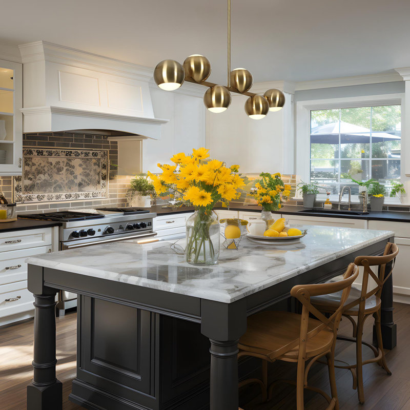Bhagwan 6 - Light Kitchen Island Linear LED Pendant