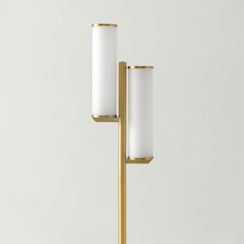 Gemini 64" Brass Mid-Century Modern 3-Way Dimming LED Floor Lamp