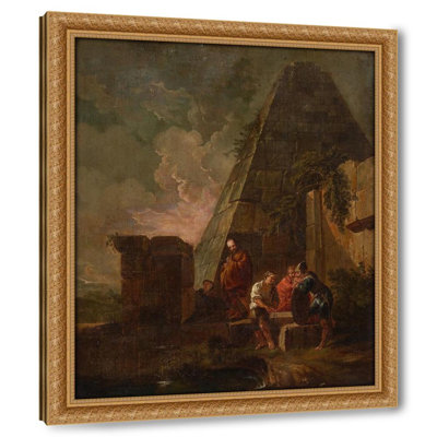 Les Philosphers et les militaires parmi les ruines antiques, y compris la pyramide de Gaius Cestius (18e siècle)