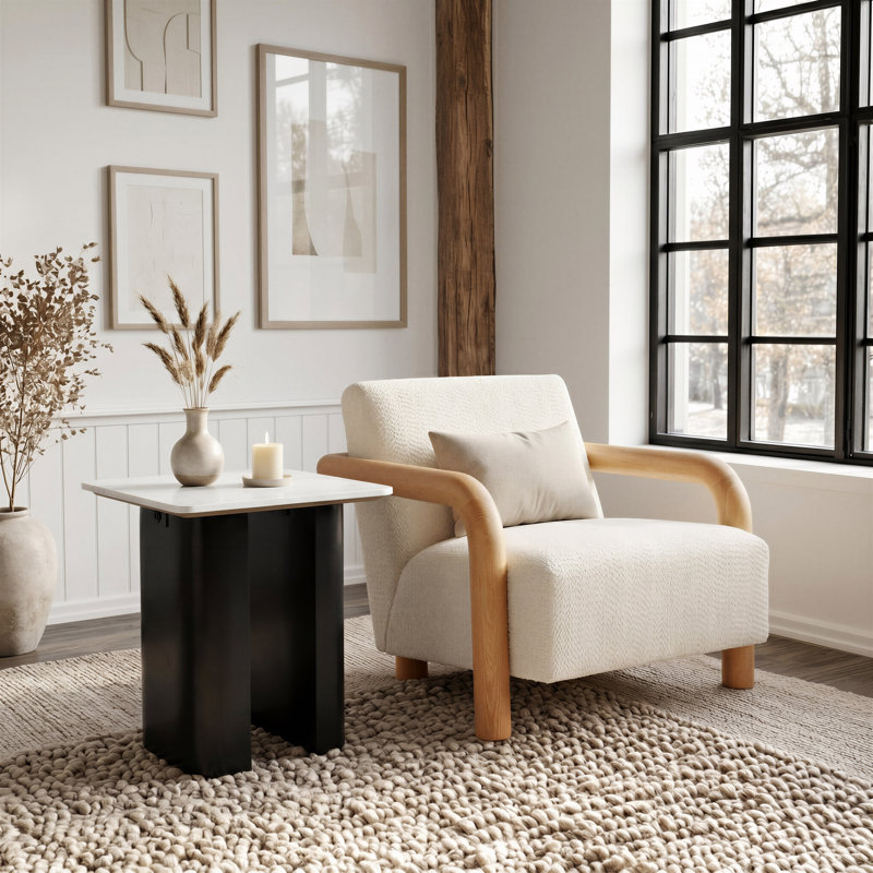 Table d'appoint Fiora blanche et noire