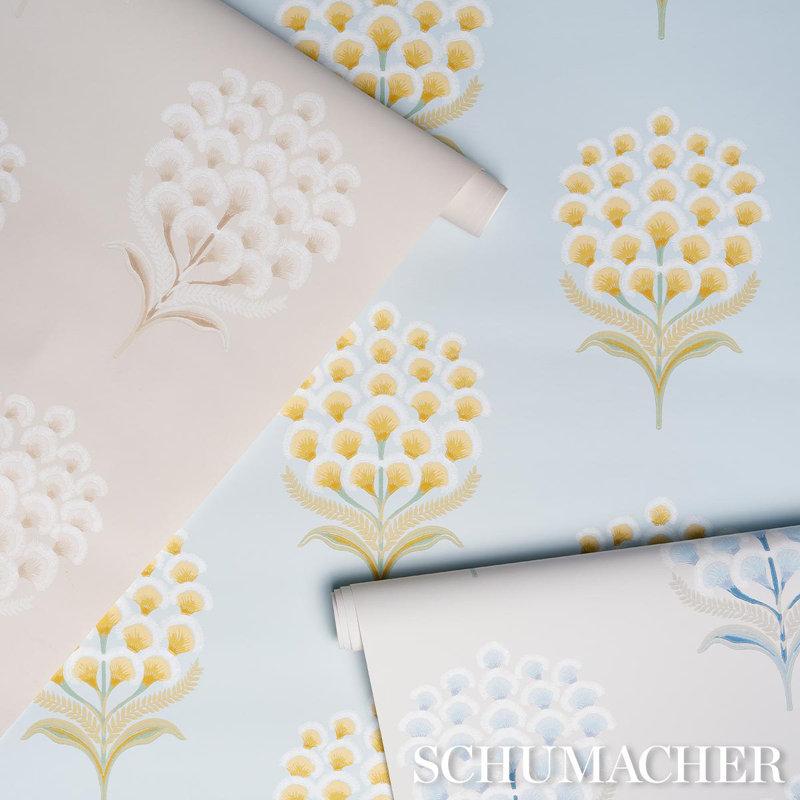 Aurelia Floral Non-Woven Wallpaper Roll, Porcelain