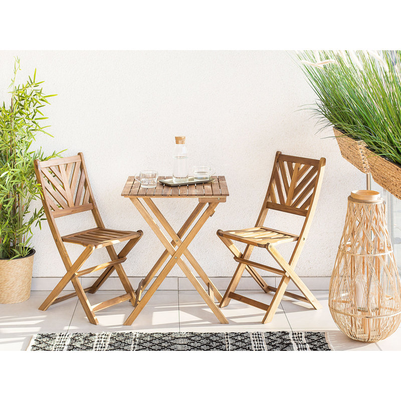 Gossner 2 - Person Acacia Wood Patio Dining Set with Square Table
