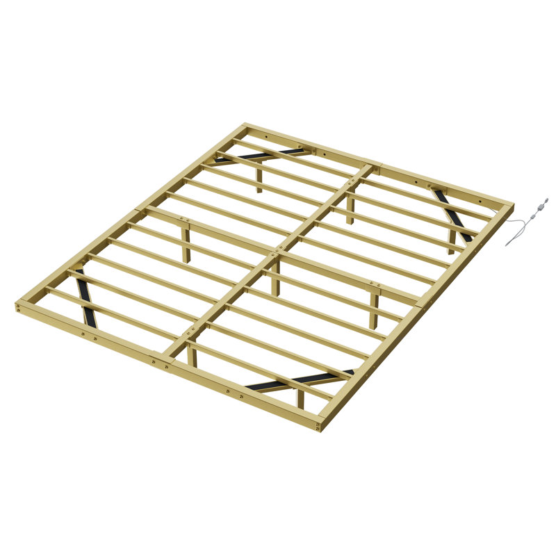 Gold Full Size Floating Metal Bed Frame with LED Lights