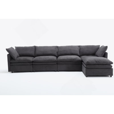 L-Shaped Sectional Sofa, 5-Seat Upholstered Sofa Couch For Living Room
