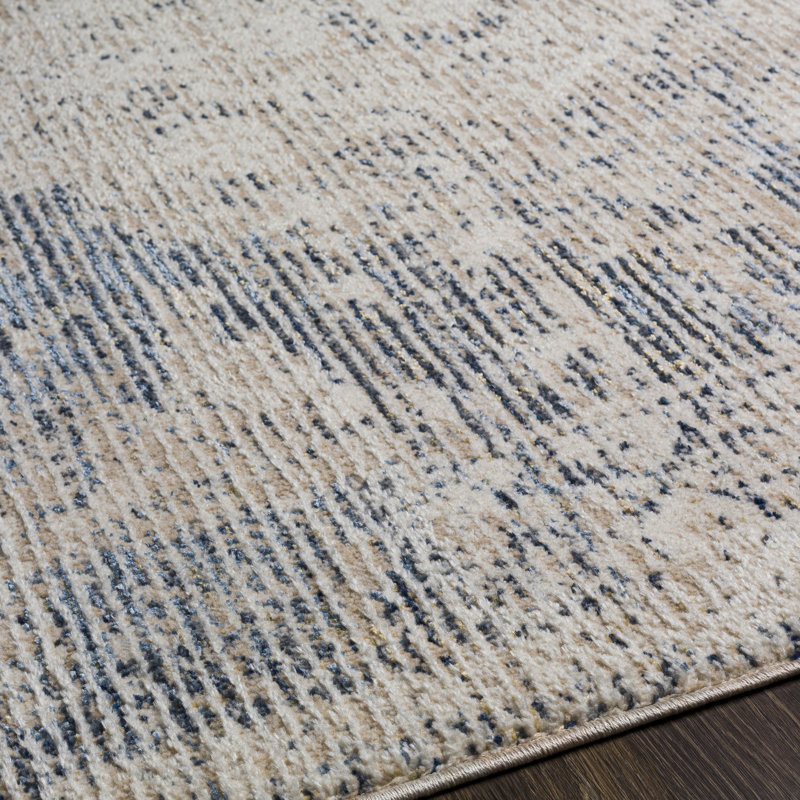 Tapis oriental ivoire / bleu Digit, Tapis de couloir 2 pi 5 po x 8 pi