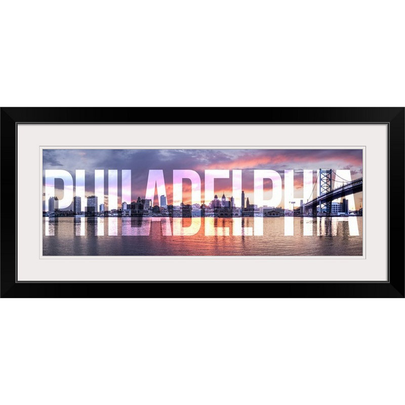 « philadelphia, transparent overlay », impression, H 20 po x l 44 po x P 1 po, Cadre noir