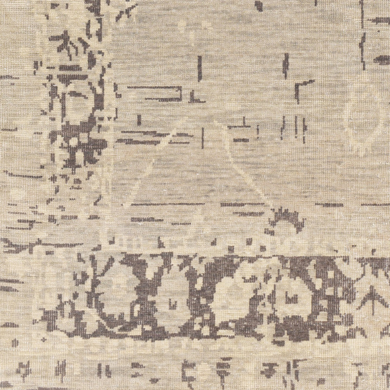 Beige/Tapis décoratif gris en laine noué à la main de style oriental Bally, Rectangle 6 pi x 9 pi
