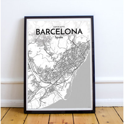 Barcelona City Map - No Frame Print