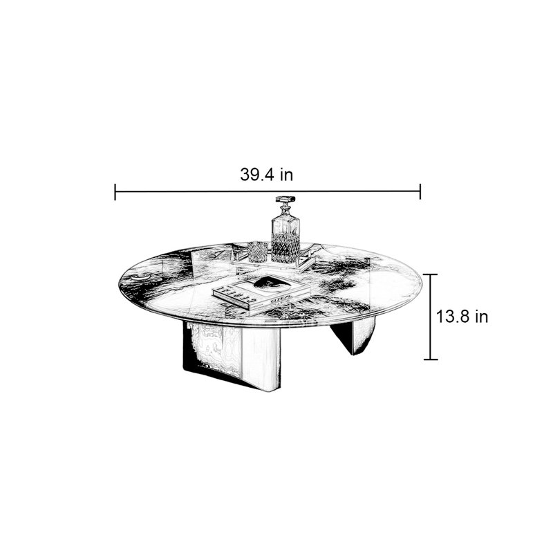 Round supercrystalline stone coffee table