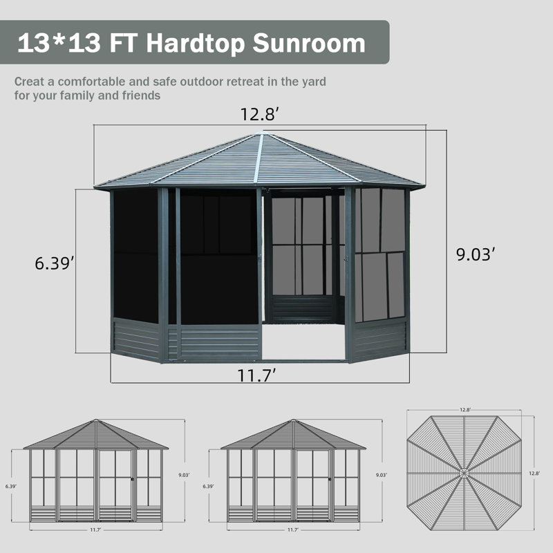 13 X 13 FT Sunroom Octagonal Solarium