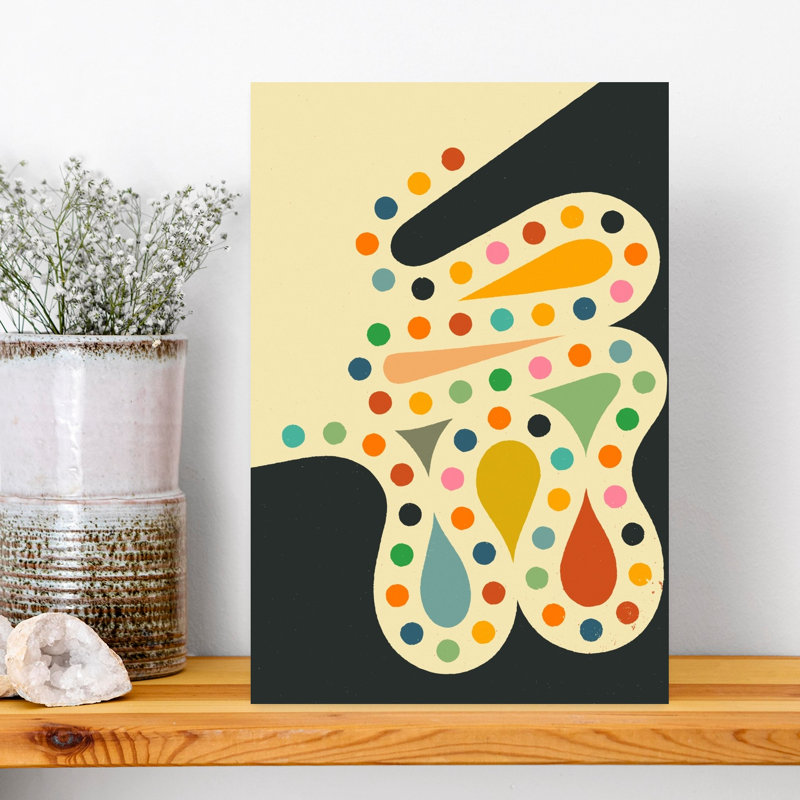 Reproduction d'art coloré abstrait rétro coloré et audacieux, 18" H x 12" W