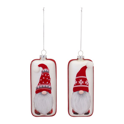 12 Piece Gnome Glass Hanging Figurine Ornament Set