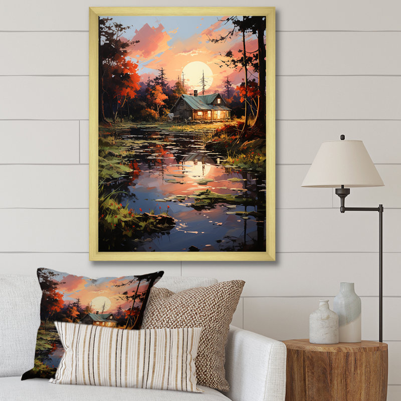 Charniqua Peach Lakehouse Journey Begins I, H 44 po x l 34 po x P 1,5 po, Cadre photo doré