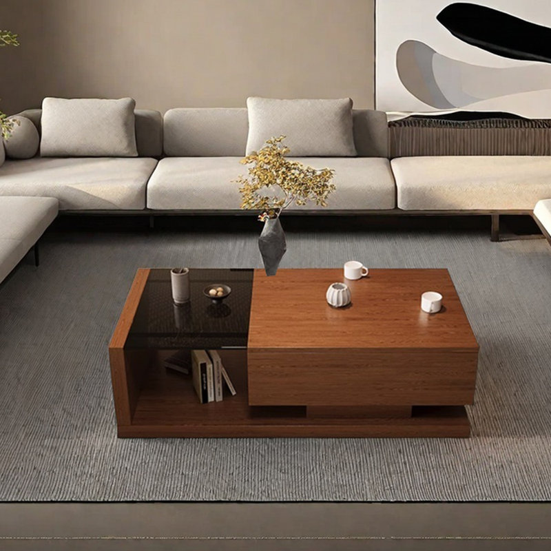 Table basse simple en bois massif au design rétro, H 13,77 po x L 51,18 po x l 27,55 po