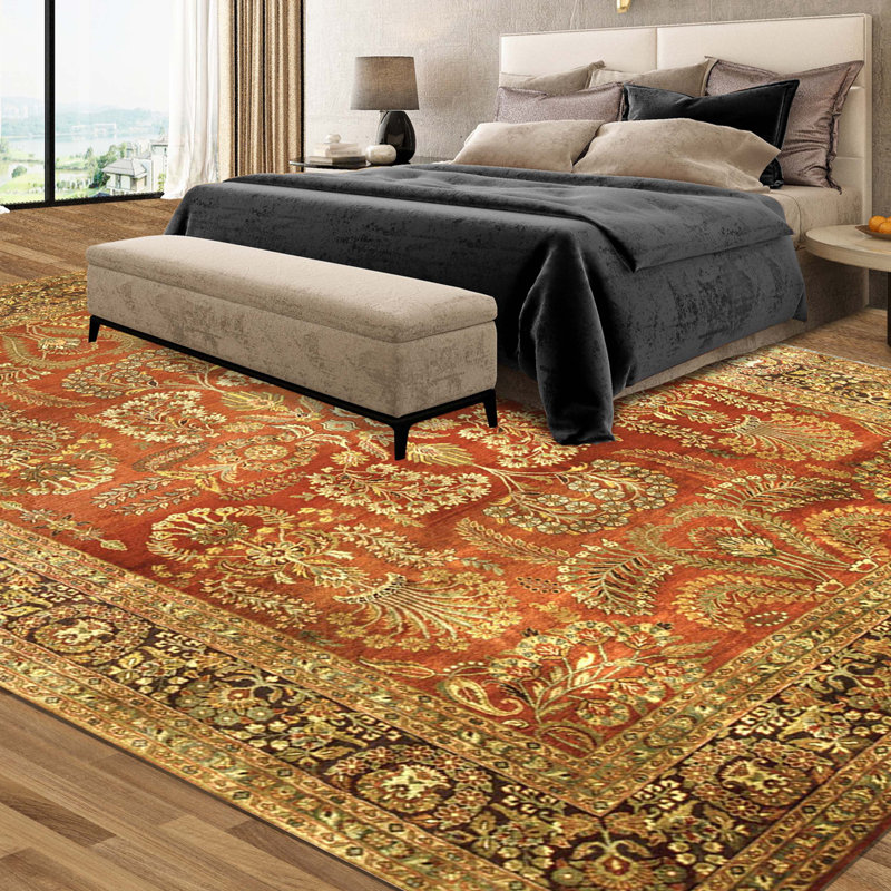 Tapis rectangulaire en laine noué à la main