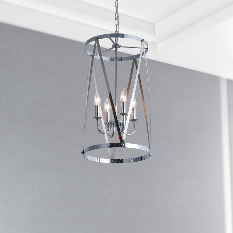 Trevino 4 - Light Dimmable Geometric Chandelier, Chrome