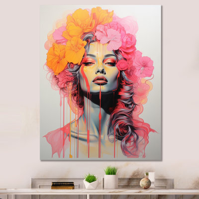 Art mural rétro pour femme, lion, fleur jaune rétro