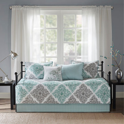 6 Piece Reversible Daybed Cover Set Aqua Daybed