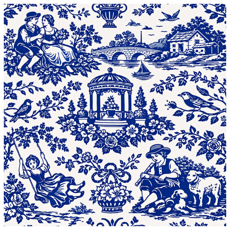 Blue Toile Pattern Comforter, Twin