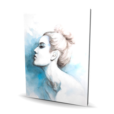 Aquarelle abstraite, vue de profil de fille - Toile femme figurative