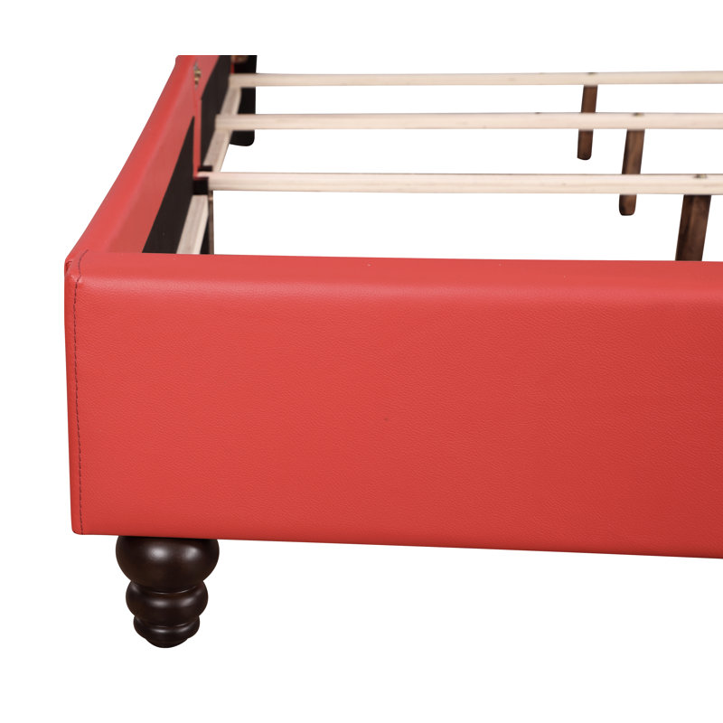Ashe Upholstered Low Profile Standard Bed, Queen, Red