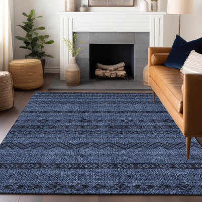 Premium Machine Washable Prisco Navy Rug