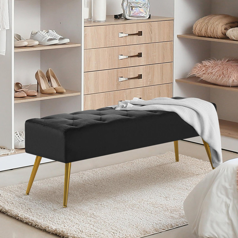 Italee Modern Upholstered Bedroom Bench, Black