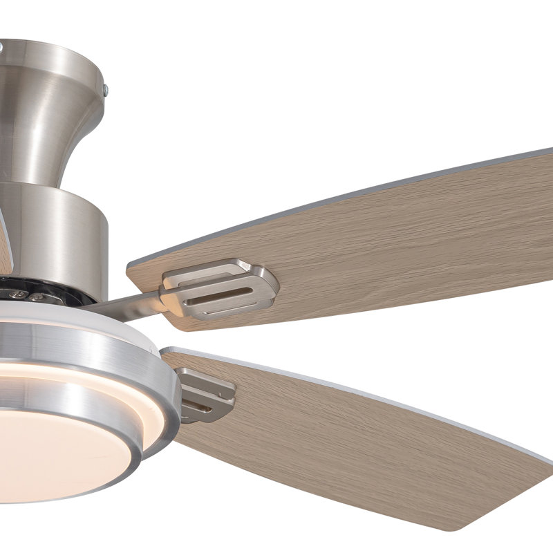 42 Inch Flush Mount Ceiling Fans With Lights And Remote Control Low Profile Ceiling Fan For Bedroom Living Room Nickel