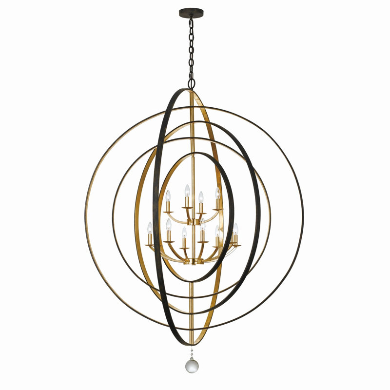 Lustre sphérique unique à 10 lumières Salas, Bronze/Doré