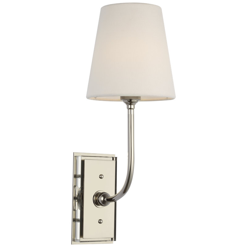 Thomas O'Brien Hulton 17" Cordless Single Sconce with Linen Shade, Polished Nickel