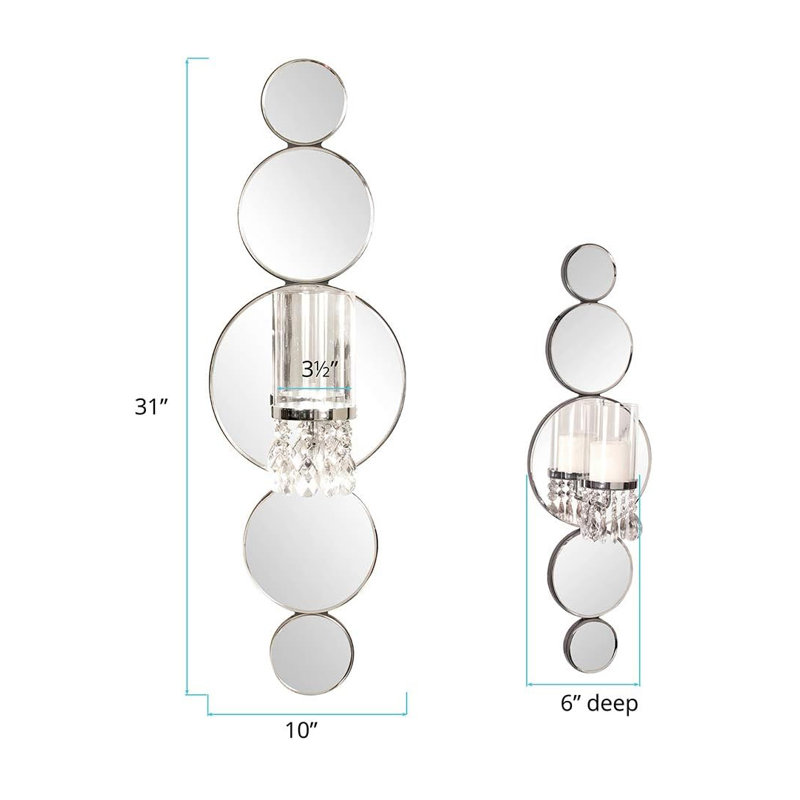 Silver and Clear Modern Bling Mirrored Wall Sconce