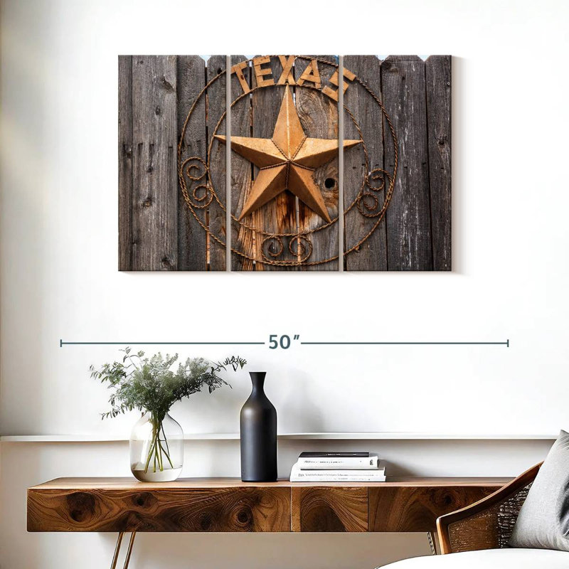 " Texas Star " 3 - Pieces, 24" H x 38" W x 1.25" D