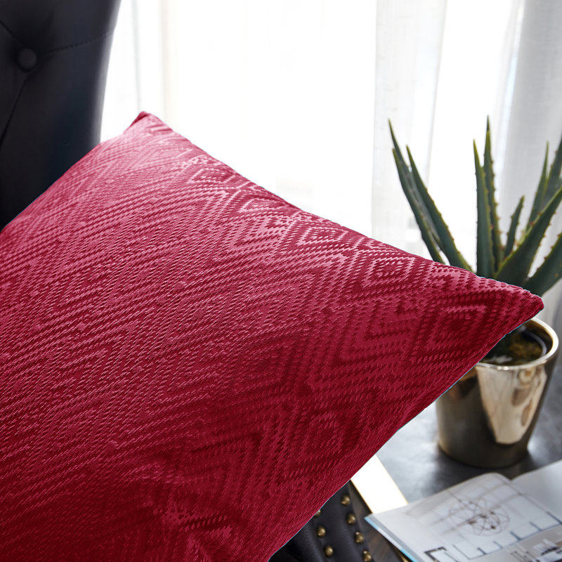 Housse de coussin rectangulaire en velours Ikat, Grenat