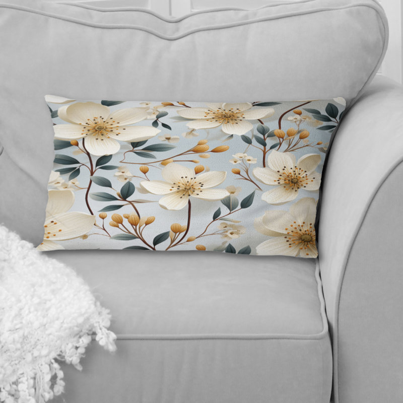 Coussin imprimé floral ivoire ivoire