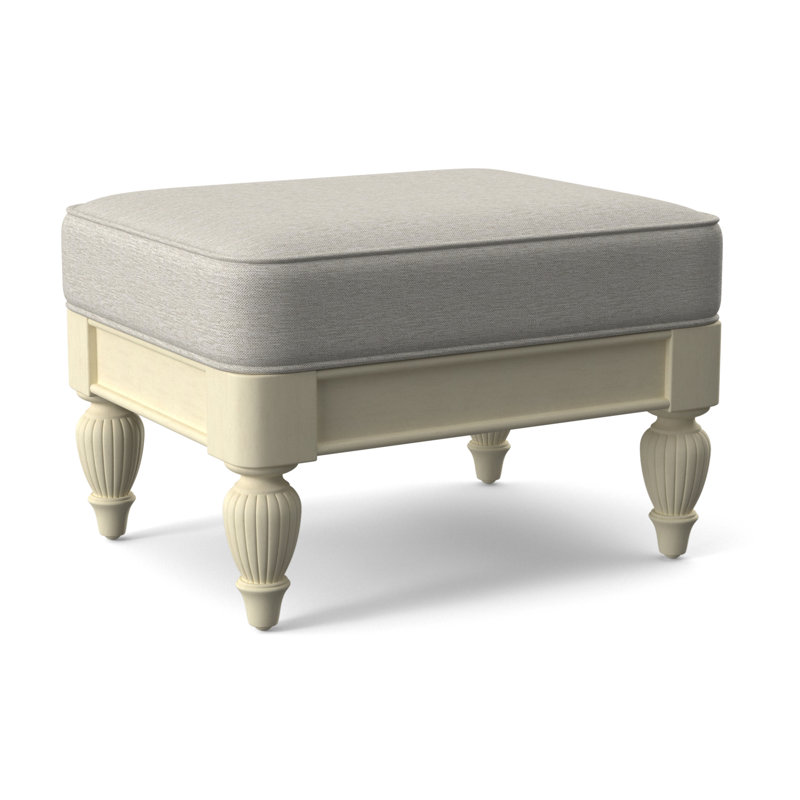Grand View Ottoman, Bisque Finish, White Performance Fabric; 0851-94