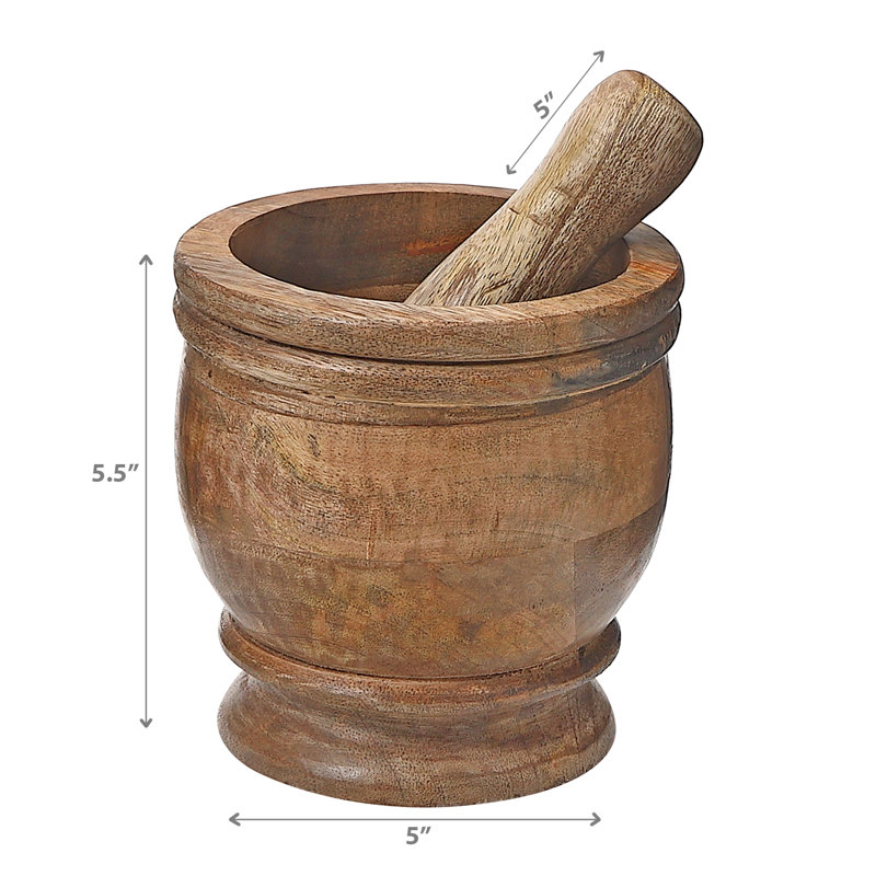 Wood Mortar And Pestle Set